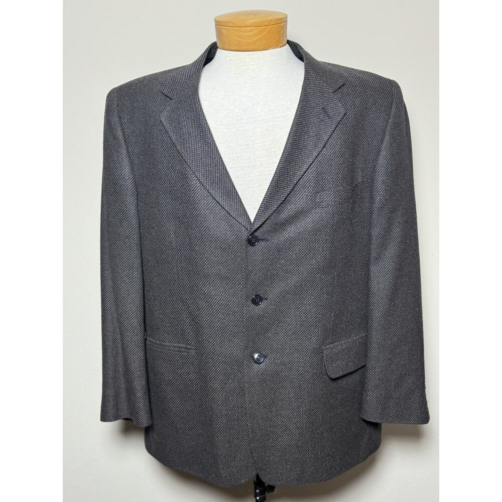 Versini Men’s 46R Navy/Tan Textured 100% Italian Silk Blazer Sport Coat EUC